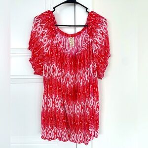 Faded Glory Deep Pink Peasant Blouse Top Size 3X (22W-24W)